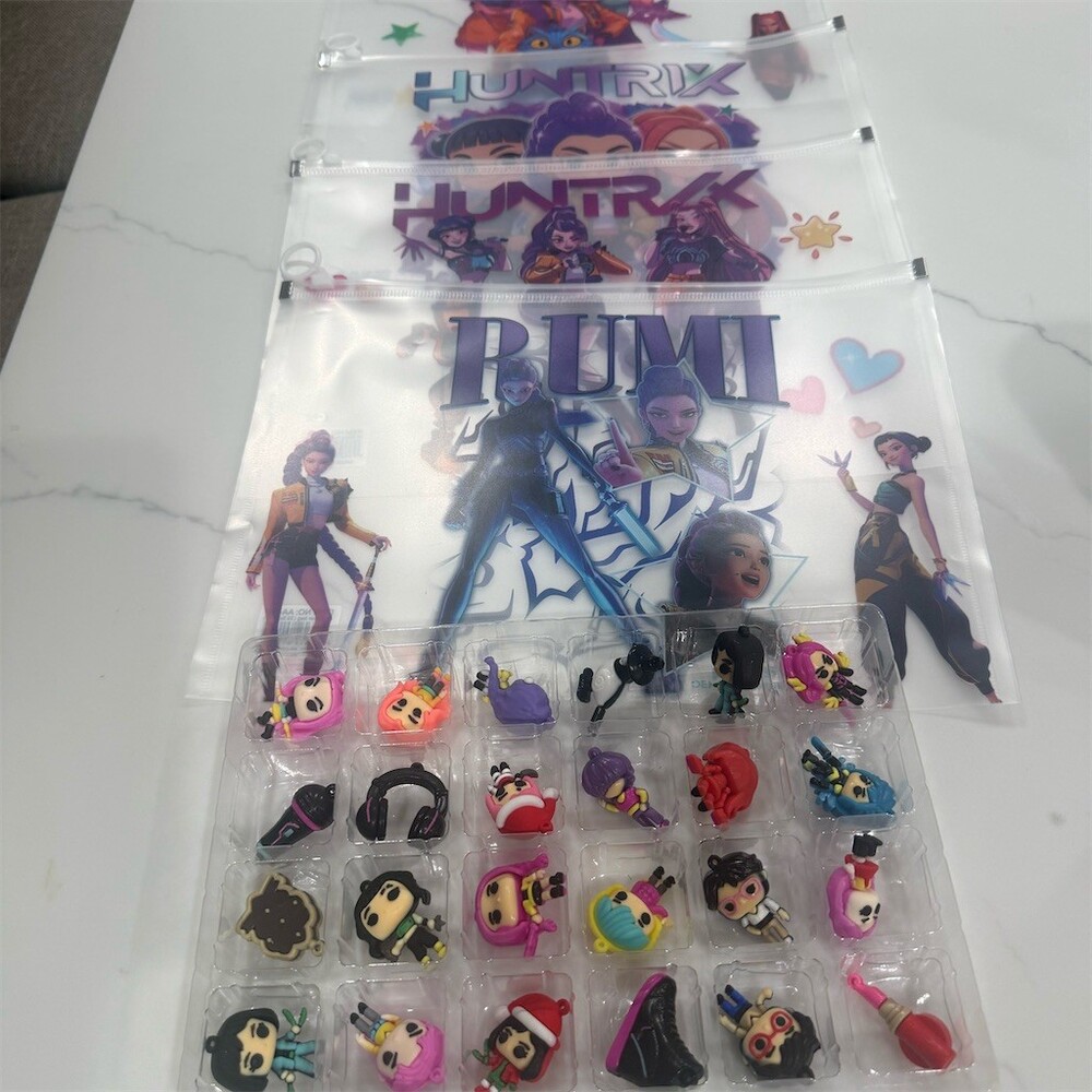 2/20 Netflix KPop Demon Hunters HUNTR/X RUMI Zip Pouch Set + 24 Charms Lot